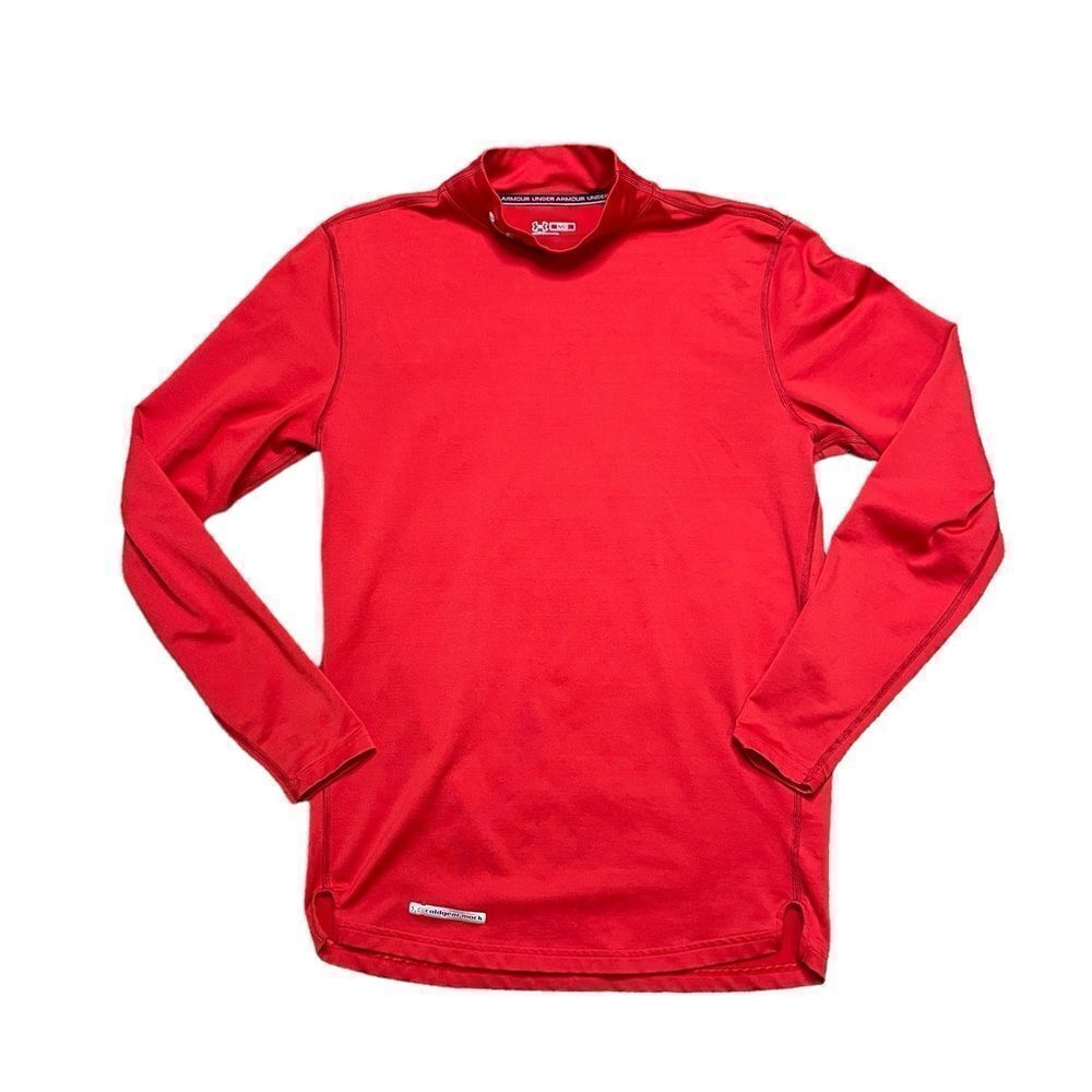 UNDER ARMOUR Coldgear Fitted Mock Neck Shirt Red Size Medium